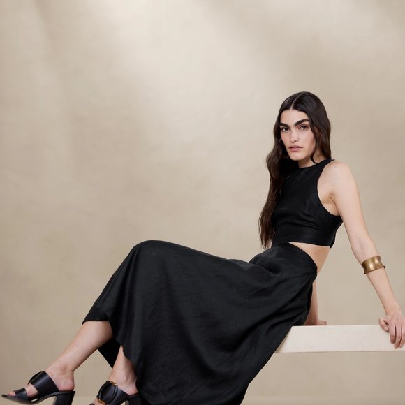 Linen Banana Republic Quite Luxury Dark Blue dress - Picture 2 of 3